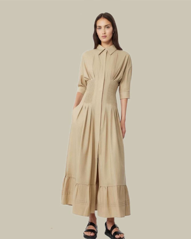 Cinched Waist Cotton Dress