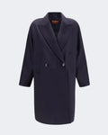 Navy Double Breasted Wool Broadcloth Midi Coat