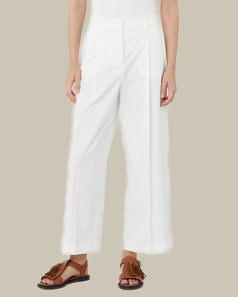 Wide Leg Cropped Cotton Trouser