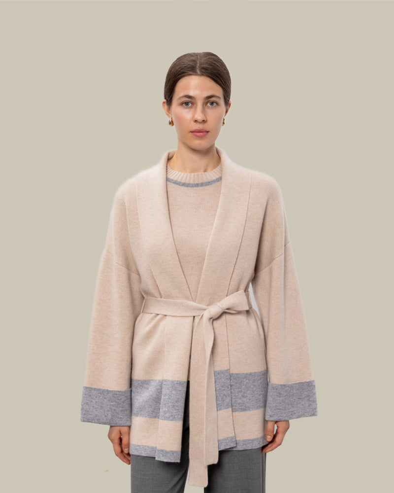 GENTILE Beige Belted Cardigan