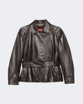 Brown Belted Leather Biker Jacket