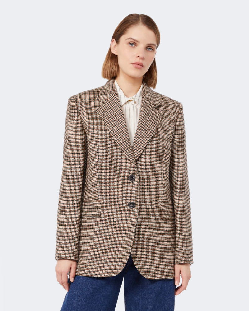 Single Breasted Blazer in Yarn Dyed Wool