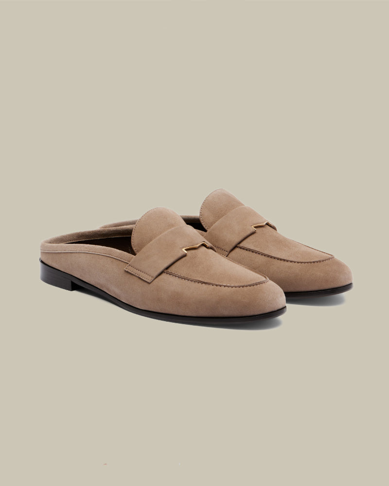 Taupe Suede Mules
