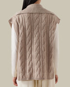 Tirsi Beige Sleeveless Cable Knit