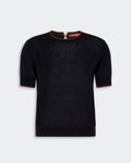 Navy Silk & Wool Contrasting Trim Tee