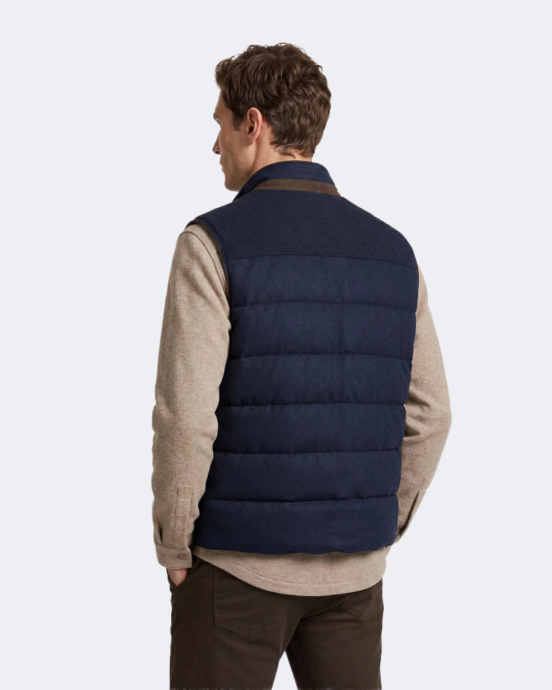 Navy Goose Down Combo Fabric Gilet