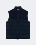 Navy Goose Down Combo Fabric Gilet