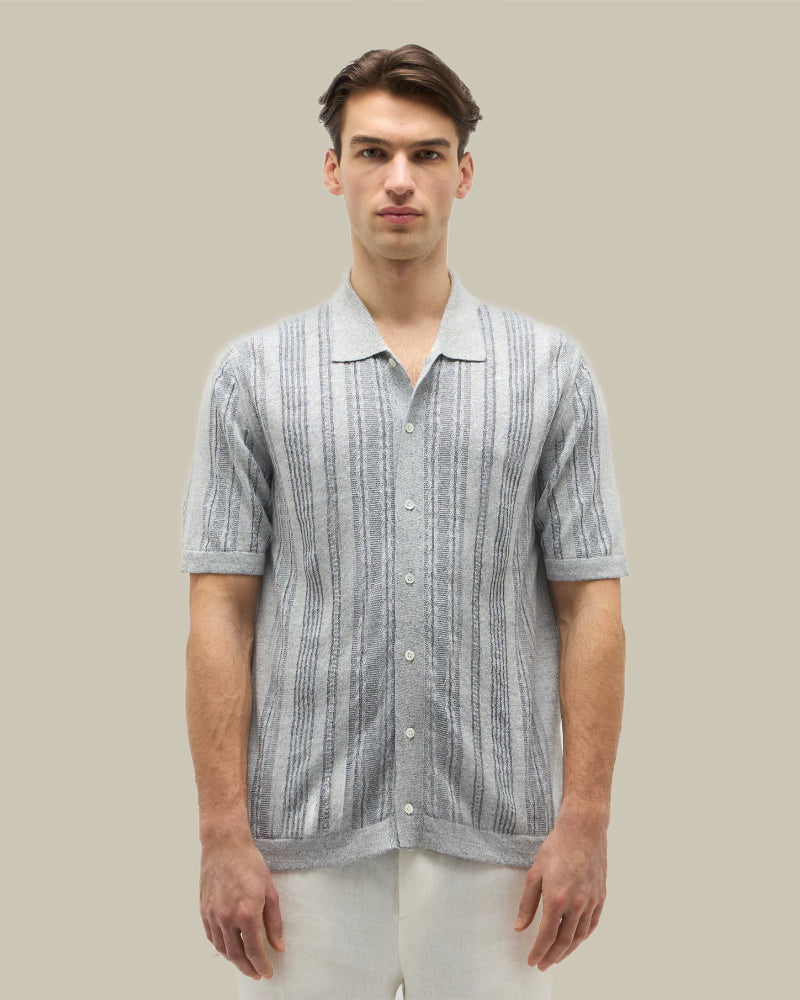 Light Blue Cambio Knit Polo Shirt