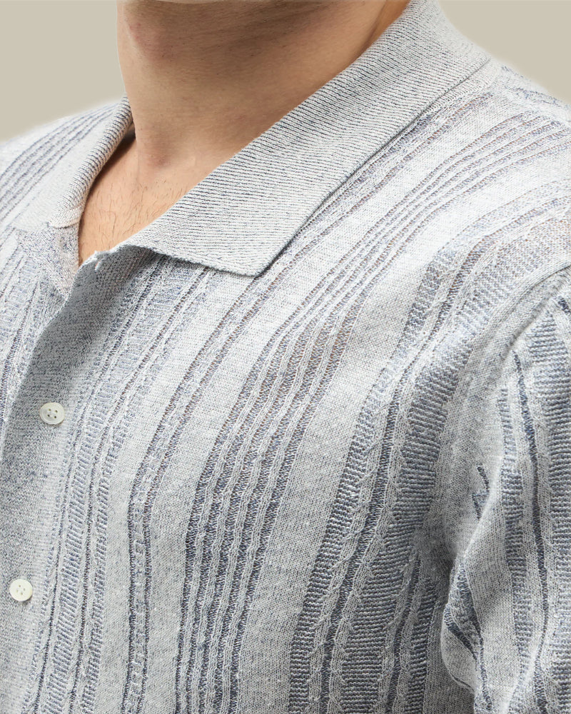 Light Blue Cambio Knit Polo Shirt