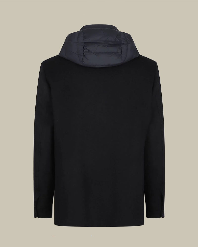BAROLO Navy Hybrid Wool Overcoat