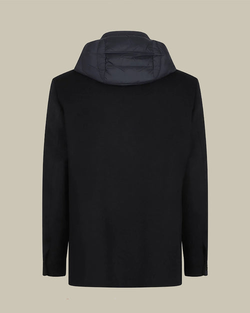 BAROLO Navy Hybrid Wool Overcoat