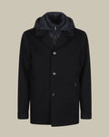 BAROLO Navy Hybrid Wool Overcoat