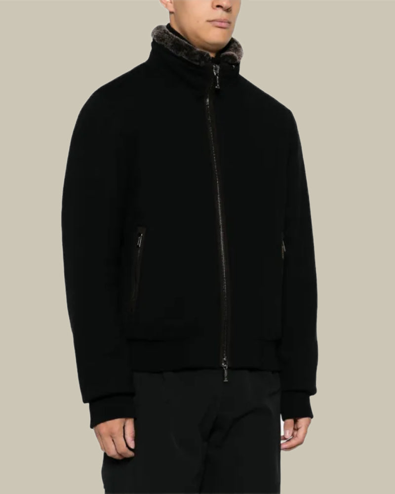 BELLATI Black Wool Shearling Blouson