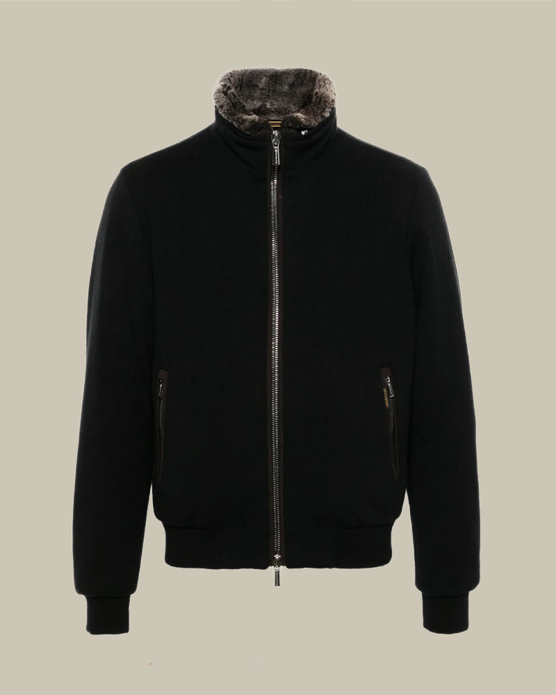 BELLATI Black Wool Shearling Blouson