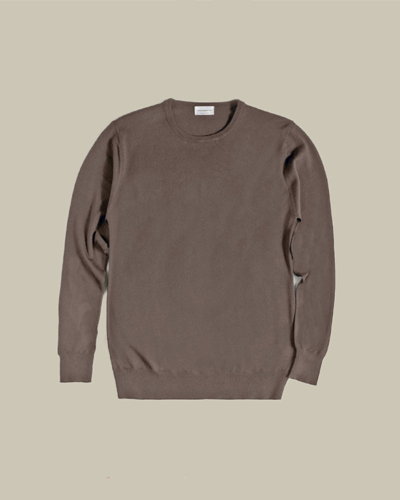 Chestnut Long Sleeve Merino Wool Crew Neck