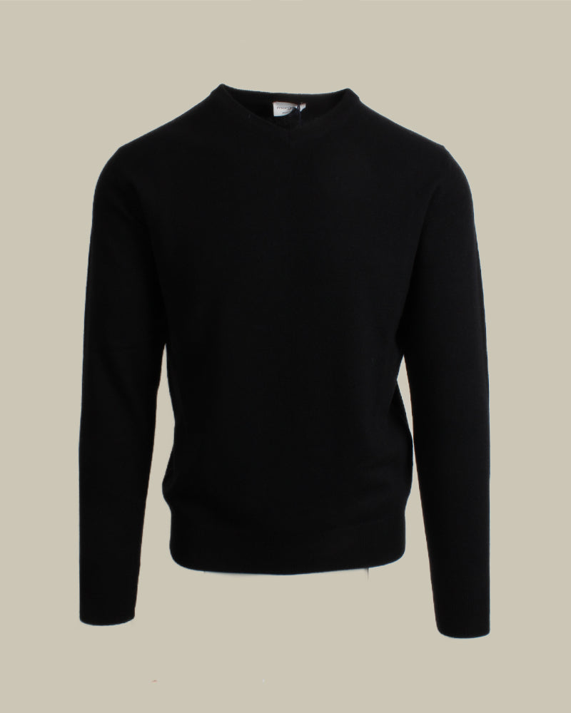 Black Wool & Cashmere V Neck