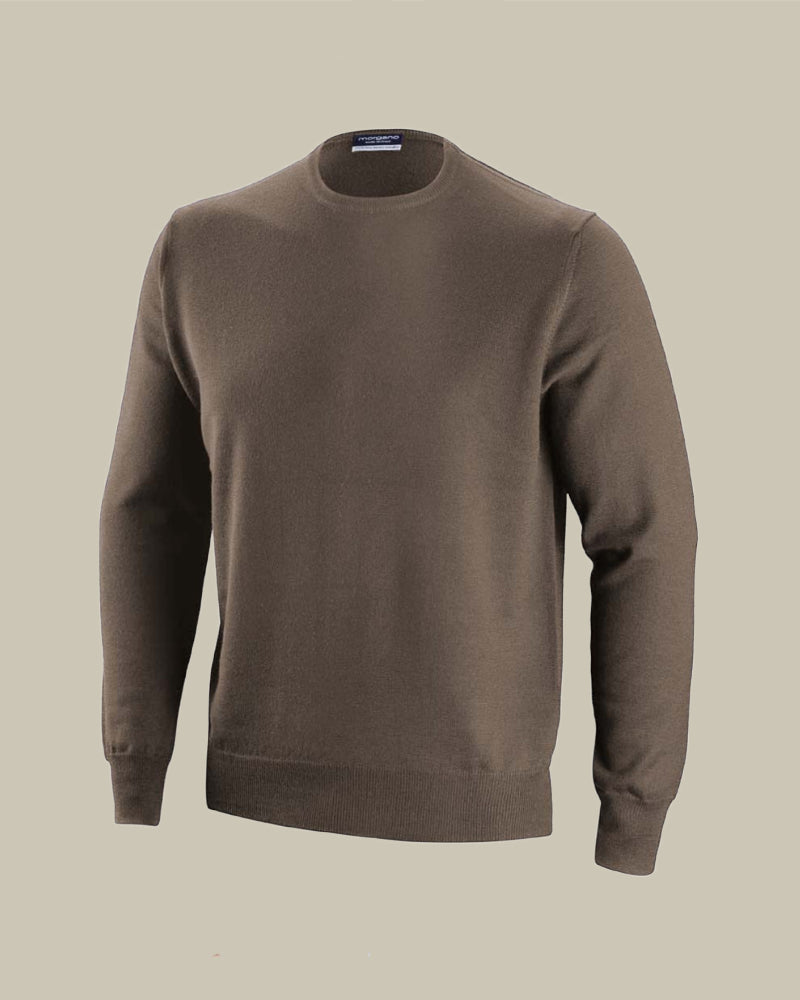 Chestnut Long Sleeve Merino Wool Crew Neck