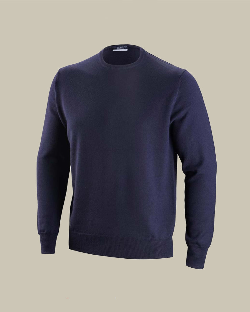 Navy Long Sleeve Merino Wool Crew Neck