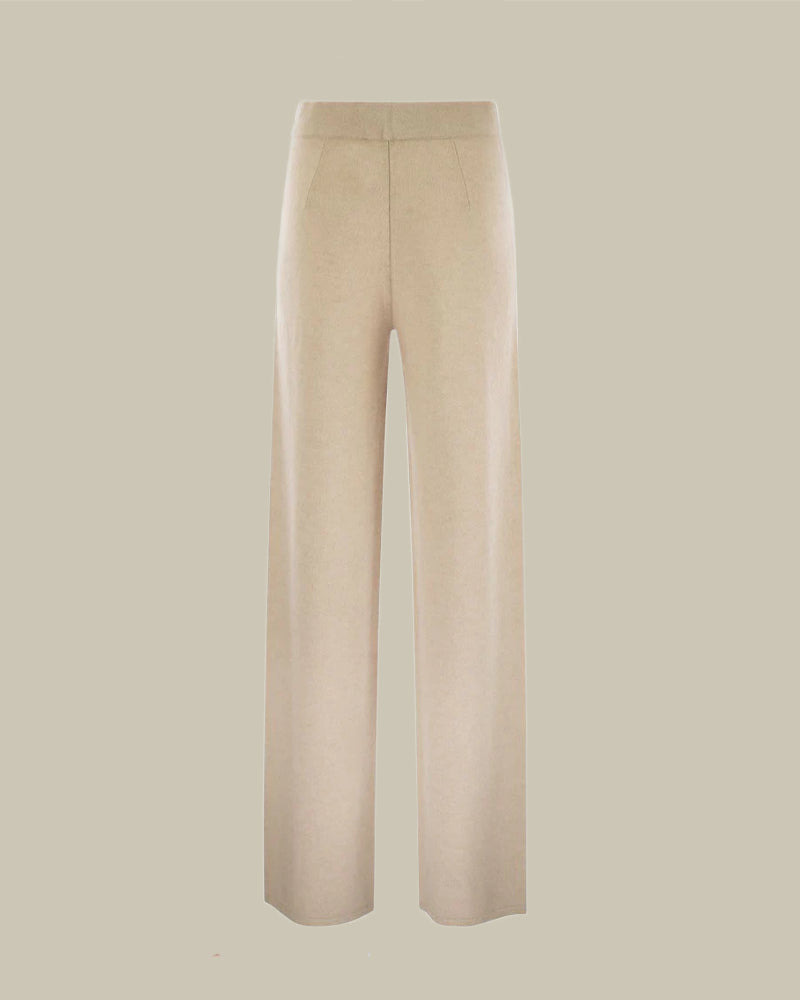 MORITZ Beige Knitted Wide Leg Trouser