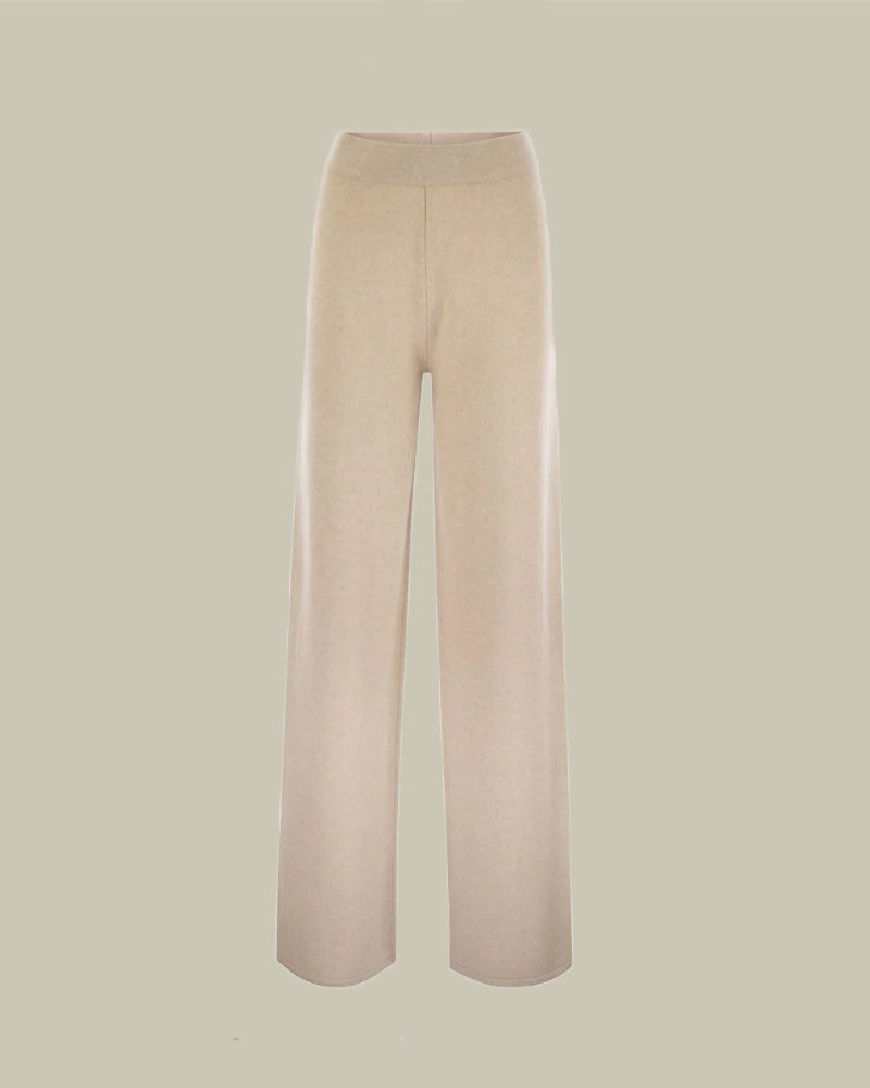 MORITZ Beige Knitted Wide Leg Trouser