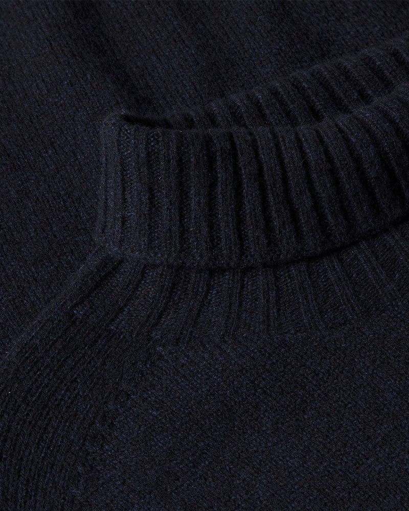 Navy Lambswool Roll Neck