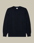 Navy Heavy Merino Cable Knit Jumper