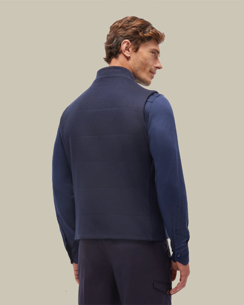 Navy Lightly Padded Cashmere Gilet