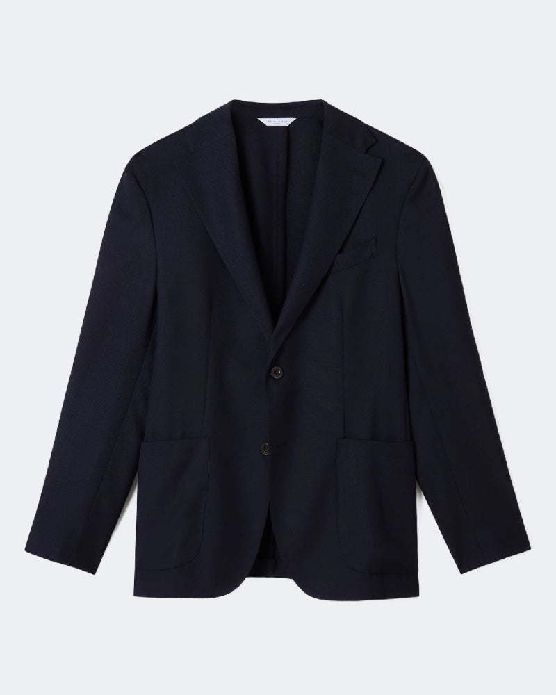 Navy Basket Weave Notch Lapel K Jacket