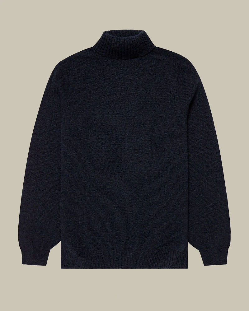 Navy Lambswool Roll Neck