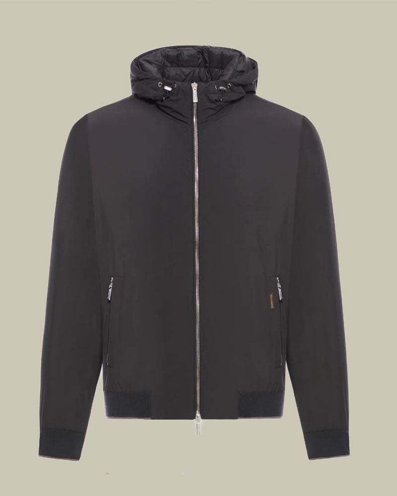 ONIRO Black Hooded Bomber Jacket