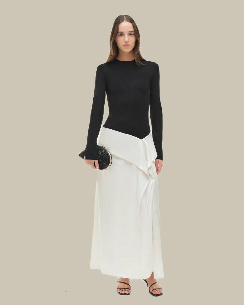 Ornella Knit Satin Midi Dress