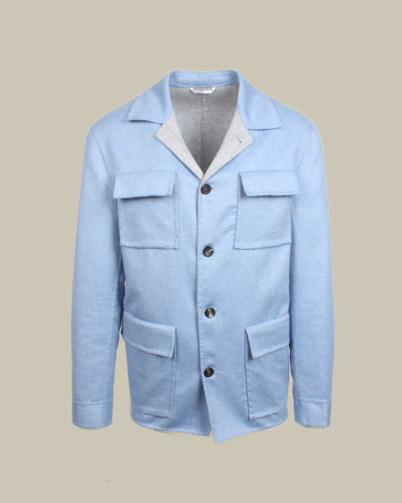 BACCO Double Bond Cashmere Overshirt Sky Blue & Grey