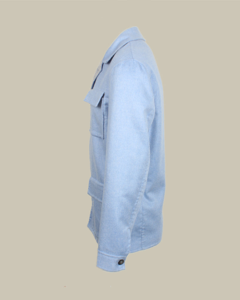 BACCO Double Bond Cashmere Overshirt Sky Blue & Grey