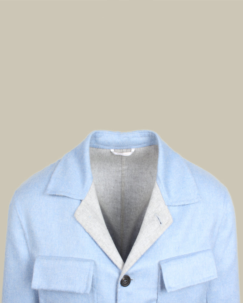 BACCO Double Bond Cashmere Overshirt Sky Blue & Grey