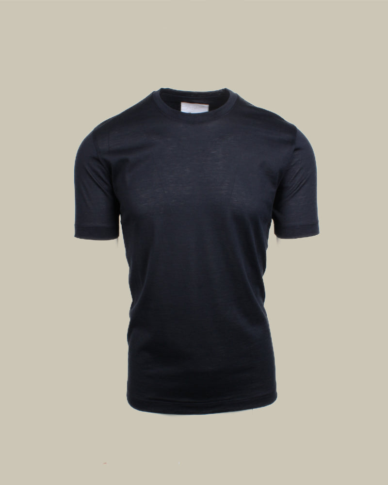 JAMES Cotton & Silk T Shirt Navy