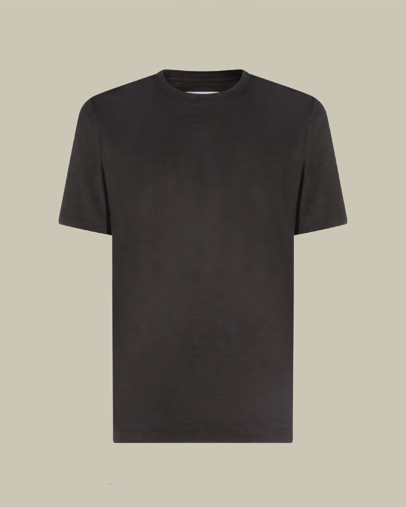 JAMES Virgin Wool Dark Brown T Shirt