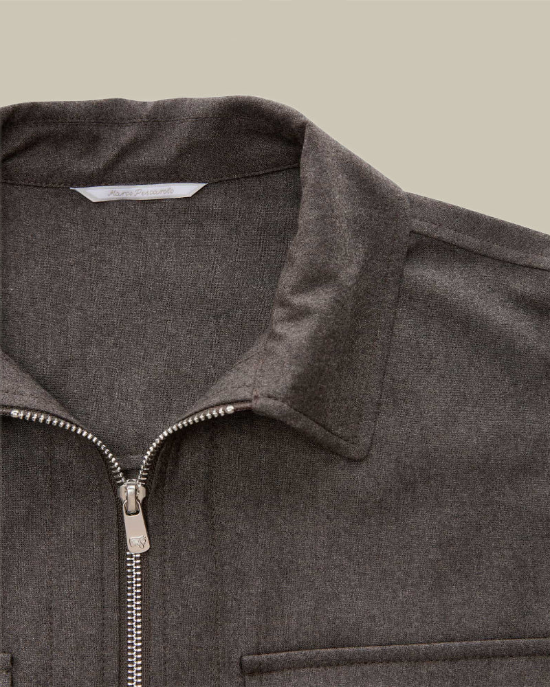 URUS Brown Stretch Cashmere Overshirt Twinset