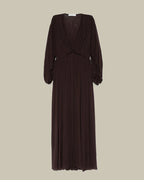 Espresso V Neck Pleated Dress