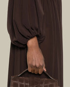 Espresso V Neck Pleated Dress