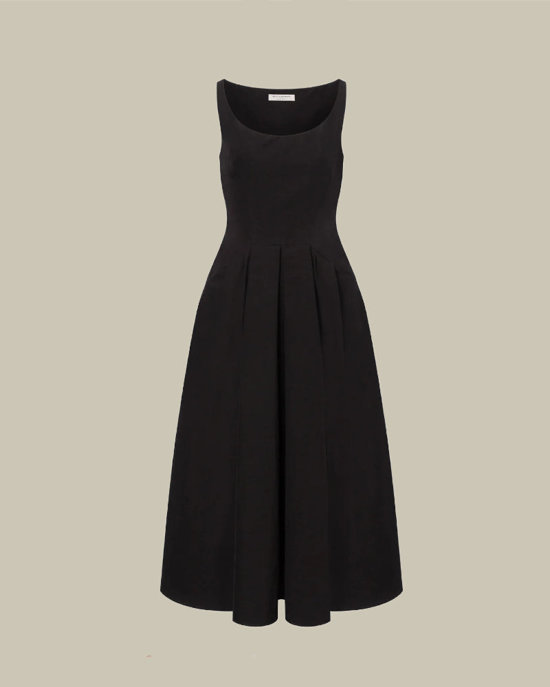 Black Technical Cotton Dress Longuette