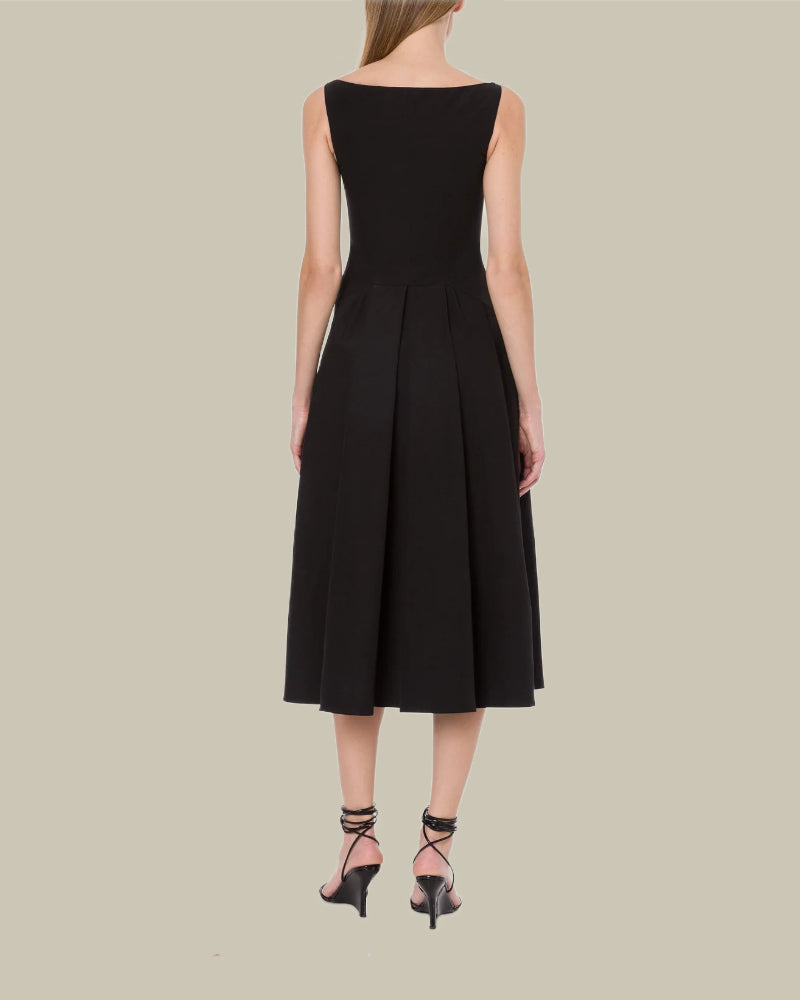 Black Technical Cotton Dress Longuette