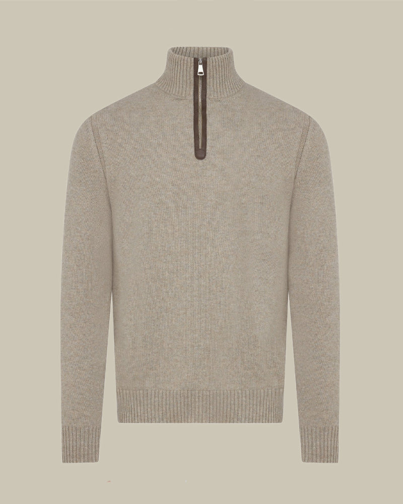 Grey Mens 8 Gauge 1/4 Zip Sweater