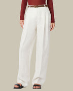 Natural Pinstripe Linen Trousers
