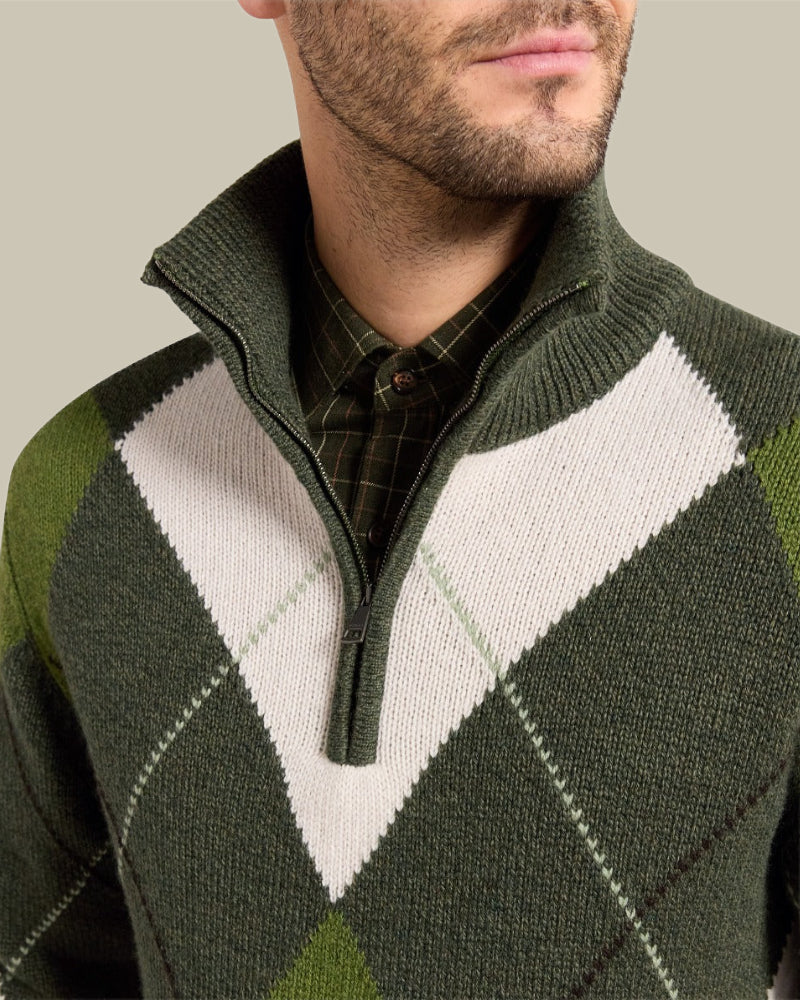 Strathmore Intarsia Argyle 1/4 Zip Sweater