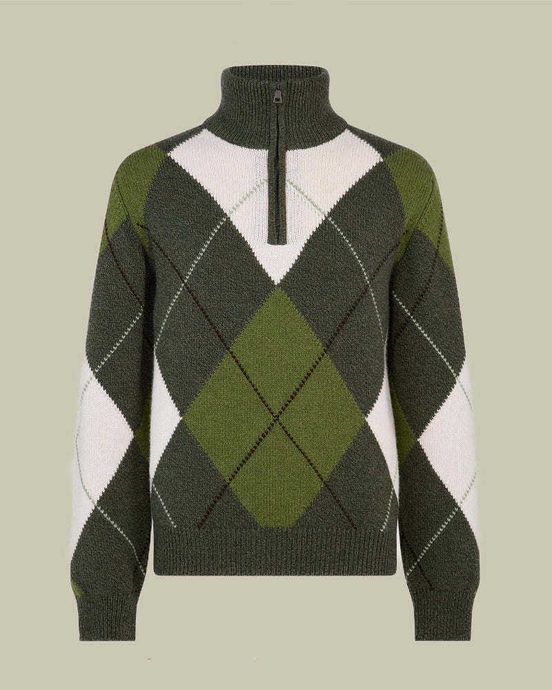 Strathmore Intarsia Argyle 1/4 Zip Sweater