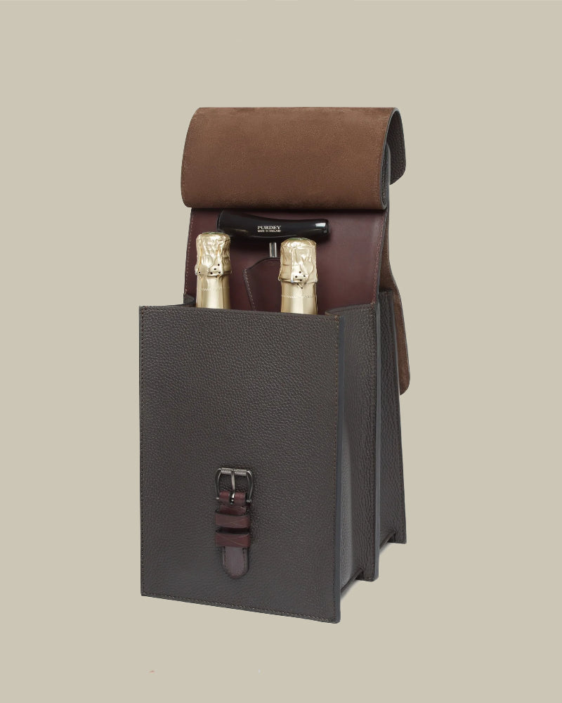 Chocolate Grain Leather Wine & Cartridge Carrier