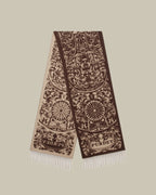 Rose & Scroll Woven Scarf Chocolate
