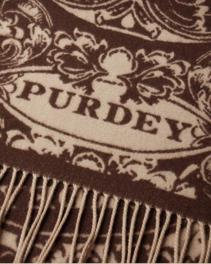 Rose & Scroll Woven Scarf Chocolate