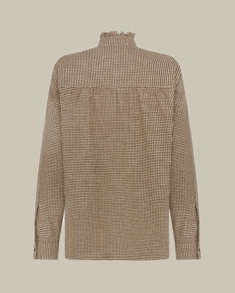 Walnut Micro Check Cotton Pie Crust Shirt