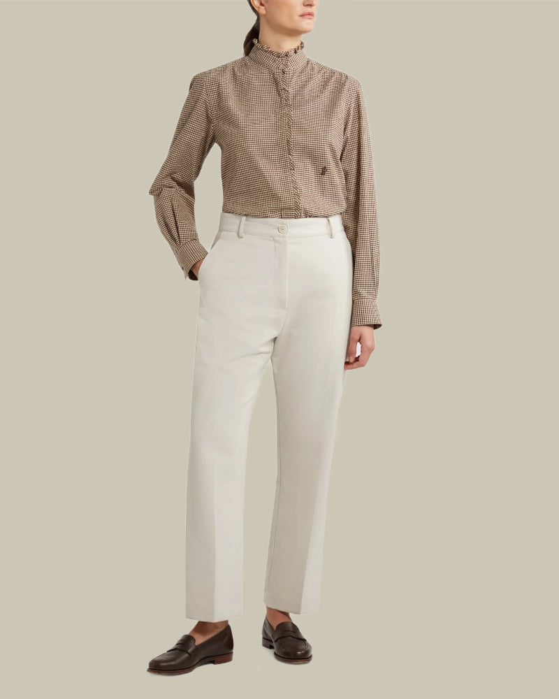 Walnut Micro Check Cotton Pie Crust Shirt